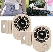 Joytutu Car Clip on Fan with LED Display - 360° Rotation, 100 Speeds Adjustable, USB Rechargeable Personal Cooling Fan, Portable Car Fans (Khaki*2)