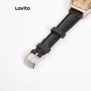 Lovito 女士休閒普通基本款石英手錶 L66AD056 (咖啡色/黑色)