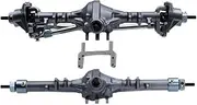 1/10 Front and Rear Axle Set For 1/10 Ax&ial S&CX10 II 90046 RC Crawler Rig Straight Complete Axles Upgrade Parts Integrated CNC Aluminum Fr&on&t Rear Axle Aluminum Front & Rear Portal Axles(Front Rea