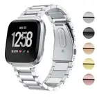 StrapsCo Metal Stainless Steel Watch Band Strap for Fitbit Versa / 2 / Lite