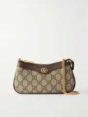 [Gucci] Gucci - Ophidia Mini Textured Leather-trimmed Printed Coated-canvas Shoulder Bag - Brown - One size One size Brown