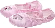 [LIFKOME] Ribbon Ballet Slipper Dance Shoes Kids Ballet Practice Shoes Embroidered Sequins Size 28 Pink