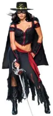 Lady Zorro Masked Bandit Cowboy Western Fancy Dress Halloween Sexy Adult Costume