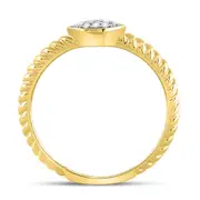 10k Tri-Tone Gold Round Diamond Trio Stackable Band Ring Set 1/5 Cttw