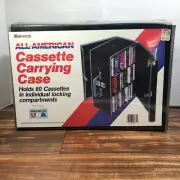 Black All-American Cassette Carrying Case Dual Sided Hard Made in USA 60 Tapes