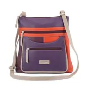 Franco Bonini - 21-0023 Leather front pocket Handbag - Purple/Multi