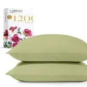 Carressa Linen Luxury Pillow Case 100% Supima Cotton - 1200 Thread Count King...