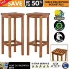 Wooden Outdoor Bar Chair 2 Pcs Solid Acacia Wood Weather Resistant Garden Stools