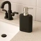 Slim Natural Stone & Polyresin Soap Dispenser Matte Black & Brushed Chrome