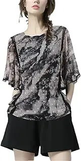 [Generic] Women's Loose Chiffon Blouse Top Print Shirt