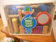Melissa & Doug #8962 Band-in-a-Box DRUM CLICK CLACK ! 6 Piece Set & Wooden Crate