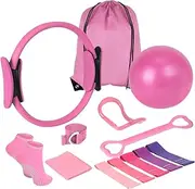 13 Pieces Home Pilates Equipment Kit for Women | Portable Fitness Equipment with Pilates Ring & Resistance Bands & Mini Pilate Ball | Sports Set for Strength, Flexibility, Stability, and Body Toning