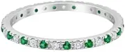 [HEARTS AND YOU] 1ct Round Cut Emerald Alternate Moissanite Eternity Wedding Band White Gold Plated