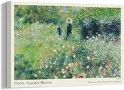 AIMEE ROSE Renoir 'Woman with a Parasol' Wall Art 12x16in Canvas Print, French Impressionist Painting, Garden Scene, Elegant Home Decor