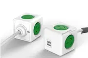 Allocacoc PowerCube 1.5m with 4 Power Outlets & 2 USB - Green (5400AUEUPCGRN)