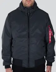 Alpha Industries MA-1 Hooded Reflective Jacket, black, Size M for Men