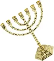 Zerodeko Metal Hanukkah Menorah Candlestick Holder Decorative Tabletop Ornaments Tealight Stand for Home