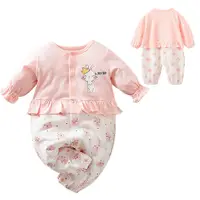 在飛比找PChome24h購物優惠-【Mesenfants】皇冠粉兔童裝 長袖嬰兒服 嬰兒連身衣