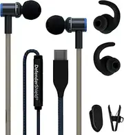 DefenderShield Air Tube Stereo Earbuds USB-C - Universal Acoustic Wired Headphones with Mic & Volume Control