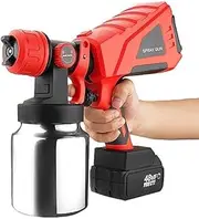 Electric Paint Sprayer, 600W Cordless Sprayer Gun with 3 Nozzles & 3 Spray Patterns & 2 4.0A Li-Ion Battery, 1000ml Container HVLP Spray Gun for Furniture, Fence, Car, Bicycle