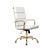 Furb Office Chair Executive High Back Gold Frame White Pu Leather