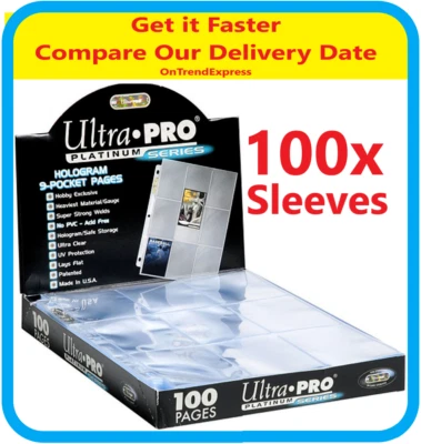 NEW 100 ULTRA PRO PLATINUM SERIES 9 POCKET CARD SLEEVES PAGES SEALED BOX AFL MTG