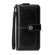 Womens RFID Blocking Wallet PU Leather Purse Credit Card Holder Coin Purse with Wrist Strap