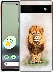 [SuzaCase] Back Case for Google Pixel 6A 5G, Google Pixel 6A 5G Case with Stylish Lion Watercolored Design Printed Cute, Sleek Durable Hardshell Protective Phone Case/Cover for Pixel 6A 5G