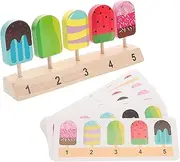 Abaodam 1set Wooden Ice Cream Toy for Boy Girl Imitation Dessert Play Food Montessori Counting Game to Creativity and Logical Thinking Interactive Parent-boy Girl Activity