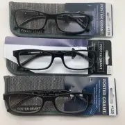 "3 PAIR" R203 Foster Grant Brandon +1.25 BLACK READING GLASSES READERS