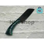 Handmade Stainless Steel Black Coated Cleaver Knife with Original Leather Sheath