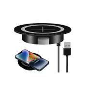 Desk Wireless Charger 15W Max Charging Station Desktop Grommet Power Fast Charging Pad Compatible with iPhone 12-Black