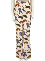 Animal Printed Silk Trousers
