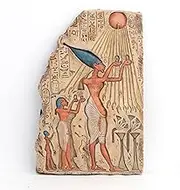 Veronese Design 9 7/8 Inch Egyptian Pharaoh Akhenaten Worshiping Aten Wall Sculpture Resin Hand Painted Art