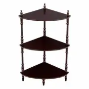 Cherry Finish Wooden Corner 3 Shelf Tier Etagere Storage Stand Bookcase Display