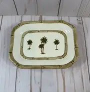 VTG Wamasutta Ceramic Octagon Shape Palm Tree Bamboo Soap Dish