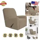 Premium Recliner Stretch Sofa Slipcover - 4-Piece Checkered Protector in Natural