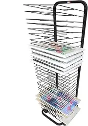 30-Layer Art Drying Rack, Wheeled Art Shelf Storage Rack, Magazine Watercolor, Oil Painting Board Art School and Studio Work Storage Rack