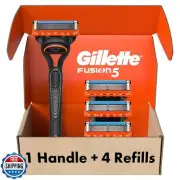 Gillette Fusion5 Razors for Men, 1 Razor, 4 Blade Refills, Lubrastrip for a M
