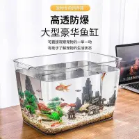 在飛比找Yahoo!奇摩拍賣優惠-仿玻璃亞克力塑料魚缸透明魚缸一體成型防摔魚缸插花水缸生態缸