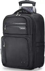 Rolling Backpack - 17 inch Laptop Backpack for Adults with Wheels Flight Approved Water Resistant Carry on Wheeled Backpacks for Travel Trip Business College Commute Black
