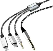 6.56FT 1/4 Inch TRS Cable, Within 1/4 to USB C, 3.5mm to 1/4" TRS Adapter,DAC Chip Include, 3-in-1 Stereo 1/4 TRS Cable for Headphone AMP