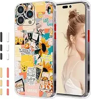 for iPhone 13 Mini Case Girly Preppy Aesthetic Cute Kawaii Chic Vibe Sunflower Retro Vintage Design Shockproof Full Protective Cover for Girl Women Girls Soft TPU Phone Case for Apple iPhone 13 Mini