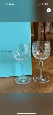 Tiffany & Co Etched Wine Glasses Set Of Two