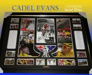 LARGE FRAME OF CADEL EVANS TOUR DE FRANCE WINNER MEMORABILIA LIMITED TO 499 COA