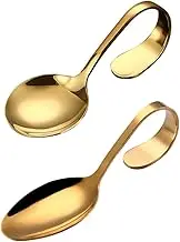OFFSCH Unique Bent Handle Spoons 4pcs Set of Stainless Steel Serving Spoons for Daily Use