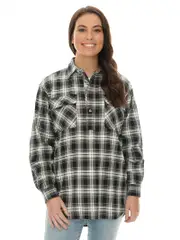 Lowes Unisex Black & White 1/4 Placket Flannelette Shirt
