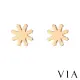 【VIA】白鋼耳釘 米字耳釘/植物系列 米字小花造型白鋼耳釘(金色)