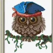 WhimsiStitch Owl Hat Cross Stitch Kit - Blue Bird Spring Delight! Easy Patterns
