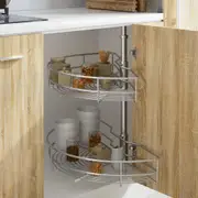 vidaXL 2-Tier Kitchen Wire Basket Silver 180 Degree 75x38x80 cm